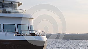 Cruise ship on lake mooring on the dock boat vacations