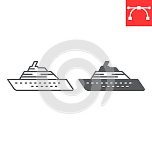 Cruise ship line and glyph icon