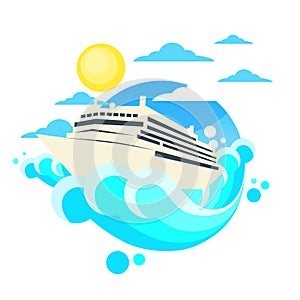 Cruise Ship Liner Summer Ocean Circle Logo photo