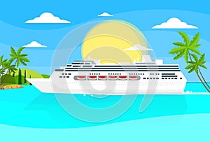 Cruise Ship Liner Tropical Island Summer Ocean