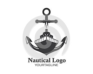 cruise ship Logo Template vector icon anchor