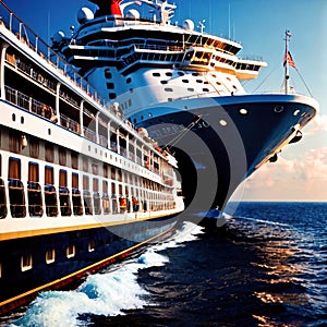 Cruise ship, luxury passenger travel tourism holiday vactation on the ocean