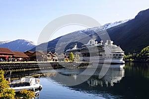 Cruise Ship Moored, Fjord - Norway