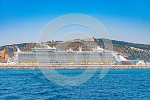 Cruise ship mooring at the port of Barcelona, Spain