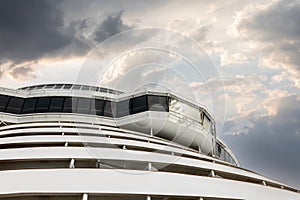 Cruise ship navigational bridge deck on modern boat