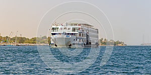 Cruise ship on Nile river, River cruising is a comfortable, luxury hotel-style way, Luxor, Egypt