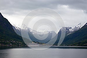 Cruise ship at the norwegian fjord