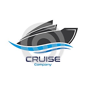 Cruise Ship Ocean Logo Template vector icon design