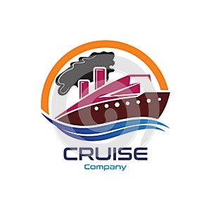 Cruise Ship Ocean Logo Template vector icon design