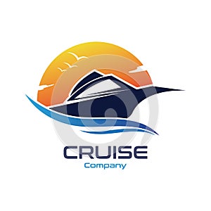 Cruise Ship Ocean Logo Template vector icon design