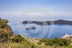 Cruise ship off coast Dubrovnik Croatia