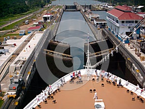 Aerial View Cruise Ship Panama Canal