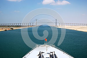 Cruise ship passengers passing through Suez Canal