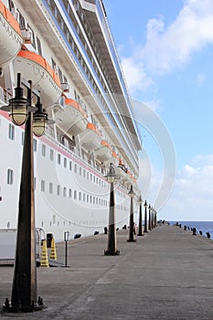 Cruise Ship and Pier Lamposts