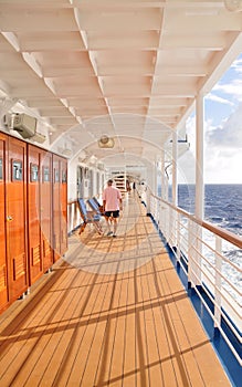 Cruise ship promenade deck