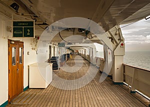 A cruise ship promenade deck left empty due to the coronavirus pandemic.