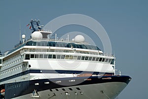 Cruise ship prow in harbor