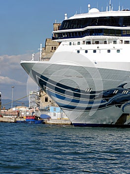 Cruise ship prow view