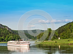 Cruise ship on river Elbe