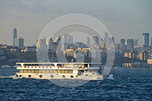 Cruise ship sails in Bosporus
