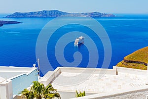 cruise ship in Santorini Island in Greece