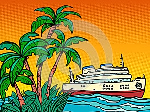 cruise ship. sea trip to a tropical island