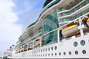 Cruise ship side closeup