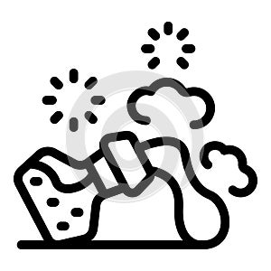 Cruise ship sinking with smoke and debris