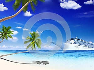 Cruise Ship Summer Beach Palm Tree Concept