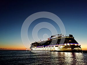 cruise ship sunrise on Caribbean Port, cruise ship Caribbean, sunrise and sunset sky