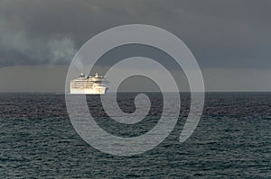 Cruise ship at sunrise