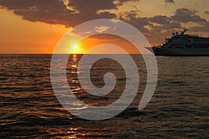 Cruise Ship Into Sunset