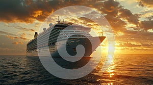 Cruise ship sunset ocean travel vacation