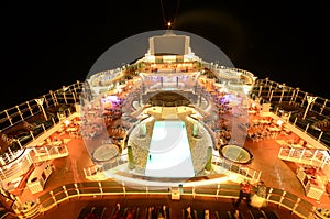 Cruise ship top deck at night