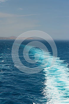 Cruise ship trace on sea