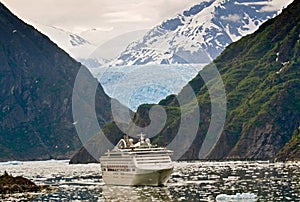 Cruise ship in Tracy Arm Fjord, Alaska photo