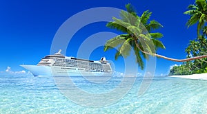 Cruise Ship on a Tropical Beach