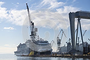 Cruise ship under construction