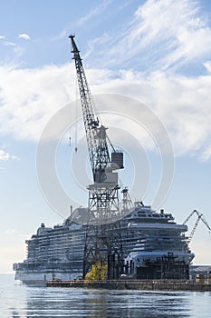 Cruise ship under construction
