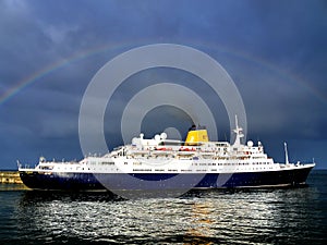 Cruise Ship Under The Rainbow.