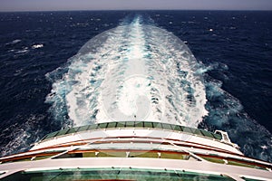 Cruise ship wake on the sea