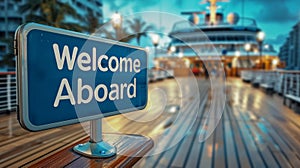 Cruise Ship Welcome Aboard Sign - AI Generated