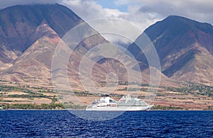 Cruise ship, west maui mountains