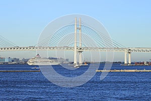 Cruise ship and Yokohama baybridge