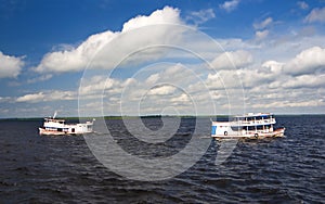 The cruise ships on the Amazon River