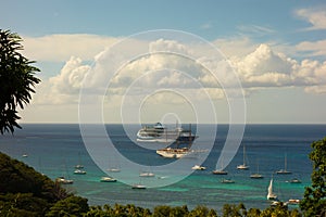 Cruise ships at anchor in the caribbean
