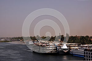 Cruise ships on the banks of the Nile