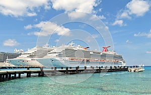 Cruise ships in Cozumel Mexico - 3/17/18 - Cruise ships docked in the tropical island of Cozumel, Mexico