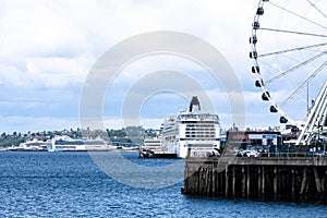 Cruise Ships docked in Seattle photo