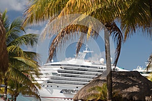 Cruise Ships Docked at Tropical Port of Call